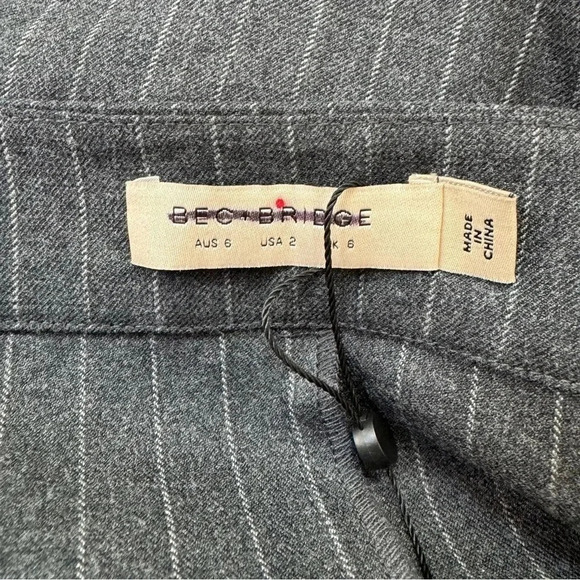 New Bec + Bridge Pine Maxi Skirt Cargo Wool Blend Revolve in Gray Pinstripe US 2 - Picture 9 of 13